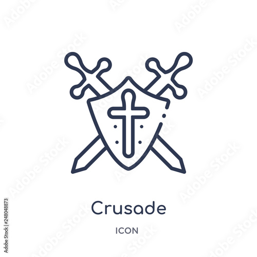 crusade icon from religion outline collection. Thin line crusade icon isolated on white background.