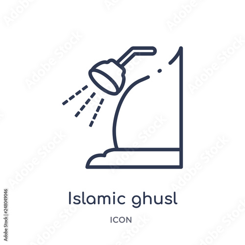 islamic ghusl icon from religion outline collection. Thin line islamic ghusl icon isolated on white background.