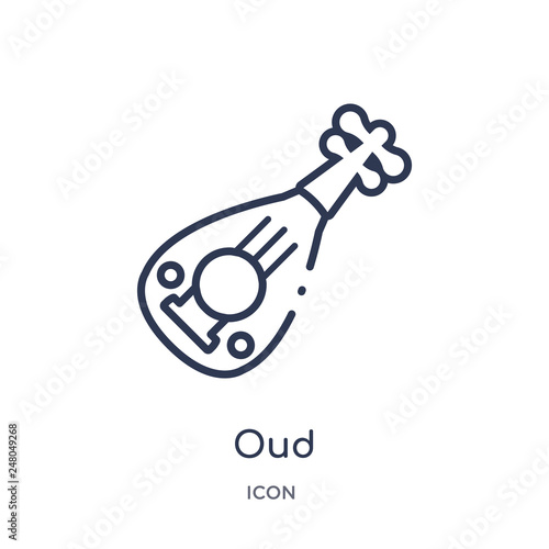 oud icon from religion outline collection. Thin line oud icon isolated on white background.