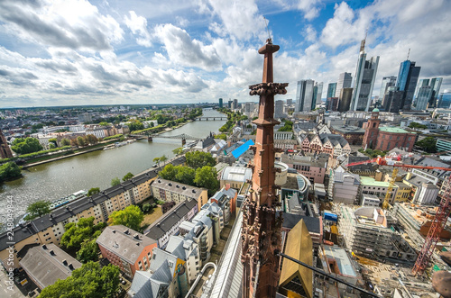 Aerial view over the river Main from the Main Tower in Frankfurt am Main in Germany. © Mariana Ianovska