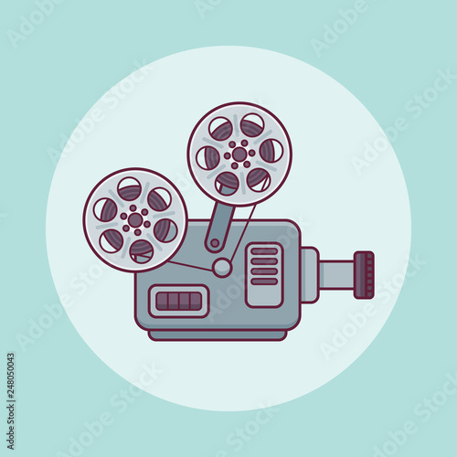 Movie projector flat line icon. Vector illustration.