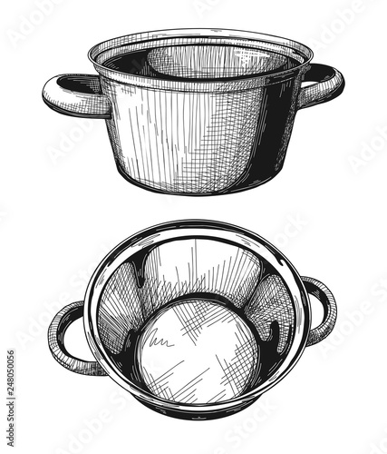 Two pans isolated on white background. Vector