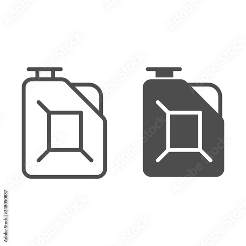 Fuel canister line and glyph icon. Jerrycan vector illustration isolated on white. Petrol tank outline style design, designed for web and app. Eps 10.