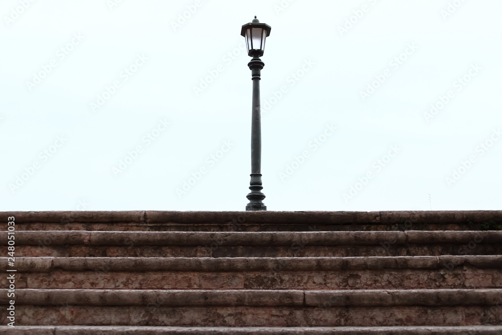 Street lamp on the top of the steps
