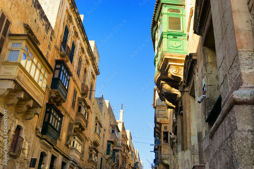 Traditional streets in Valletta, Malta