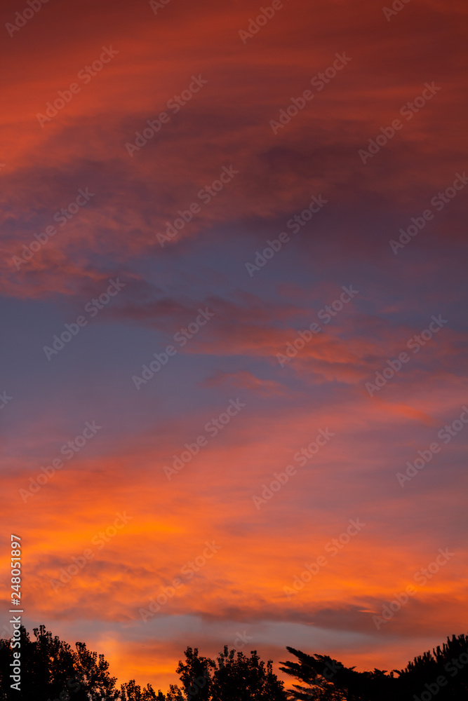 Fototapeta premium Some Clouds during sunset dyed golden colors.