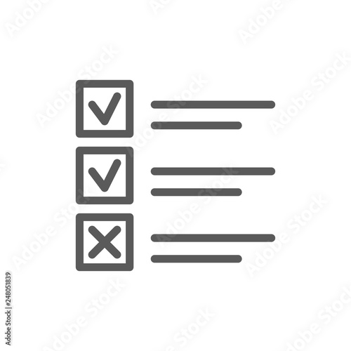 List of done and undone cases line icon.