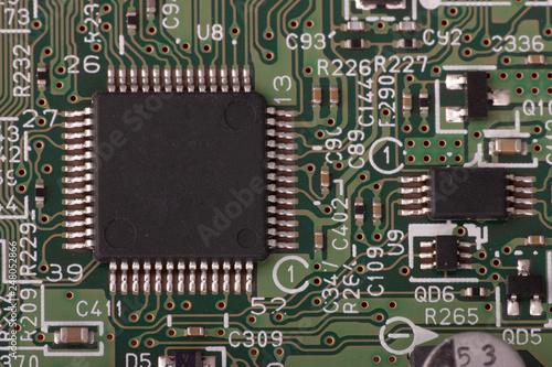Electronic circuit board close up. Limited depth of field.