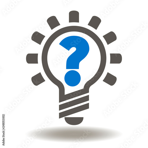 Question light bulb icon vector. Creative idea and brainstorm logo. New questions sign. Think, mind illustration. 