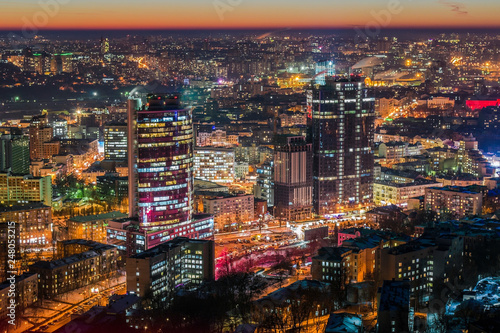 Night Kiev aerial view