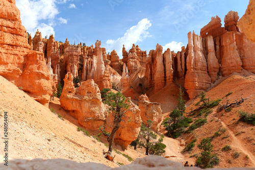 Bryce Canyon National Park is a United States National Park in Utah's Canyon Country. The spectacular Bryce Canyon - not actually a canyon, but rather a giant natural amphitheater created by erosion. photo