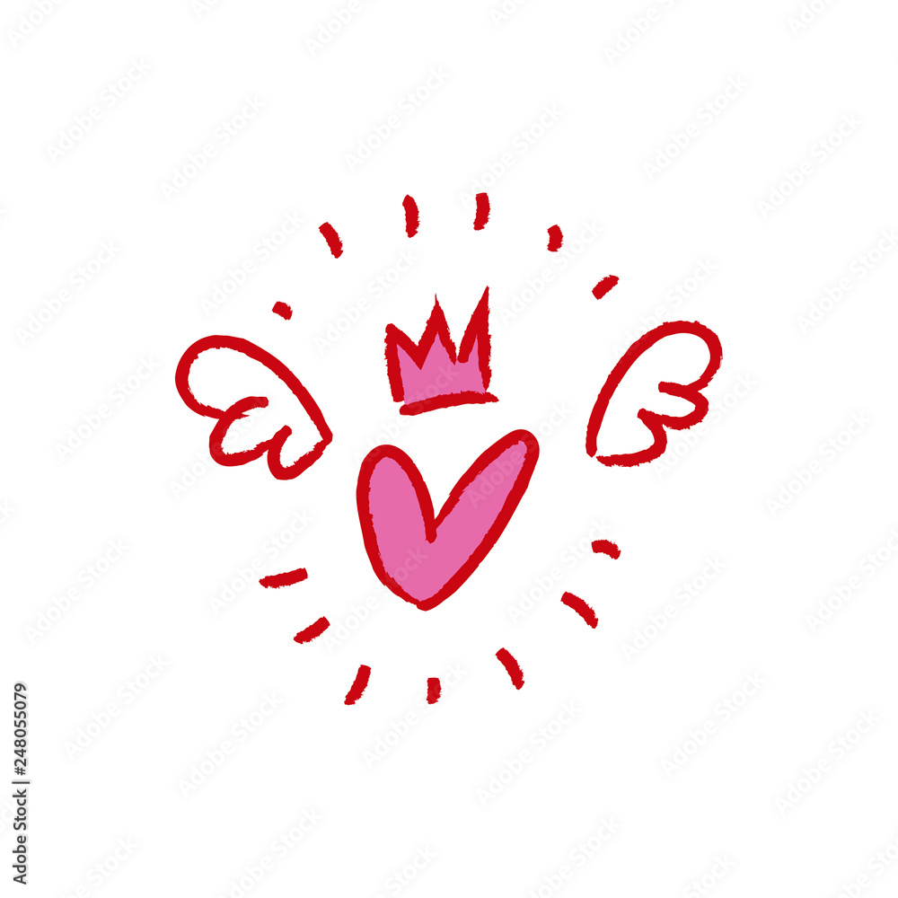 Heart with wings doodle Heart with wings doodle