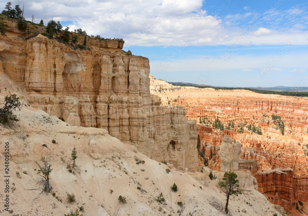 Fototapeta premium Bryce Canyon National Park is a United States National Park in Utah's Canyon Country. The spectacular Bryce Canyon - not actually a canyon, but rather a giant natural amphitheater created by erosion.