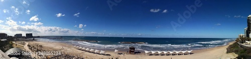 Panoramic view of the beach at Mediterranean Sea