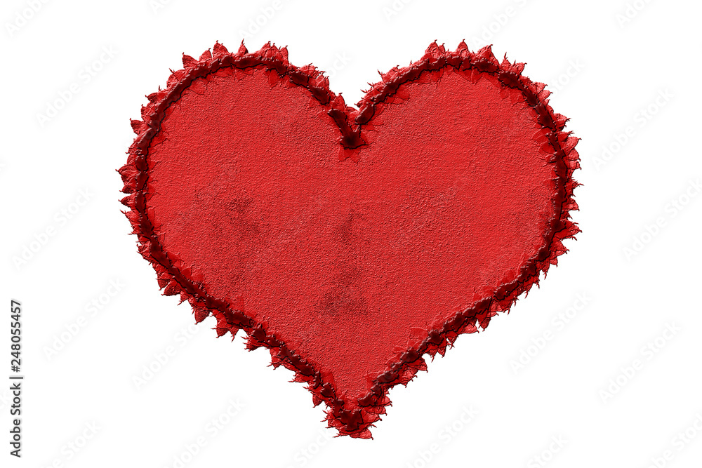 Stylized 3D Red Heart on White Background