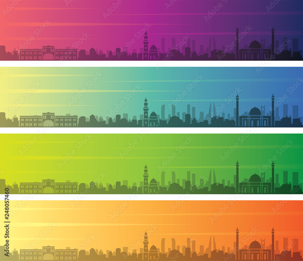 Bahrain Multiple Color Gradient Skyline Banner