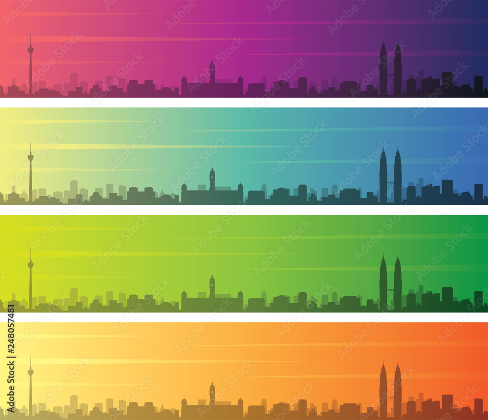 Kuala Lumpur Multiple Color Gradient Skyline Banner