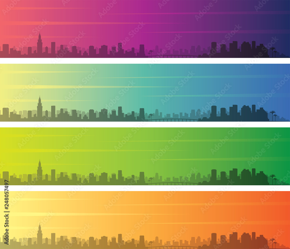Miami Multiple Color Gradient Skyline Banner