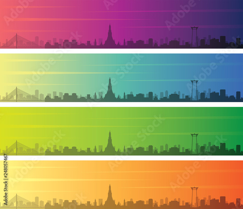 Bangkok Multiple Color Gradient Skyline Banner