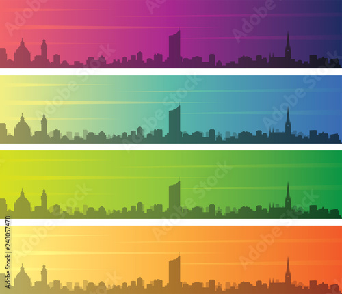 Leipzig Multiple Color Gradient Skyline Banner