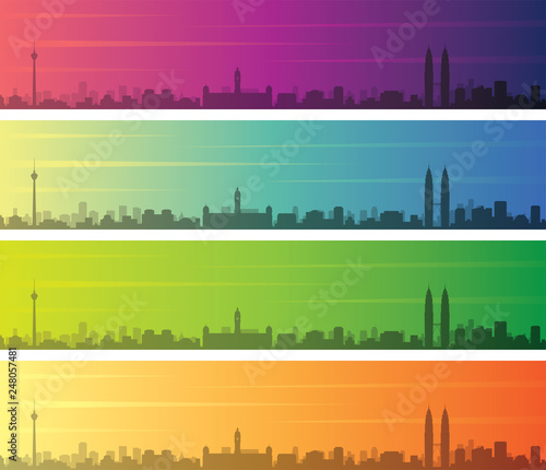 Kuala Lumpur Multiple Color Gradient Skyline Banner