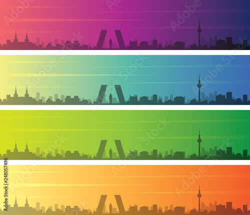 Madrid Multiple Color Gradient Skyline Banner