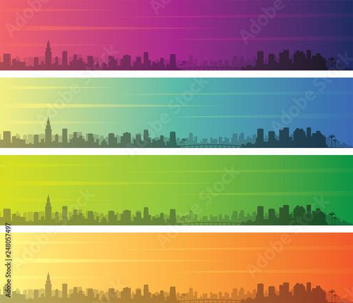 Miami Multiple Color Gradient Skyline Banner