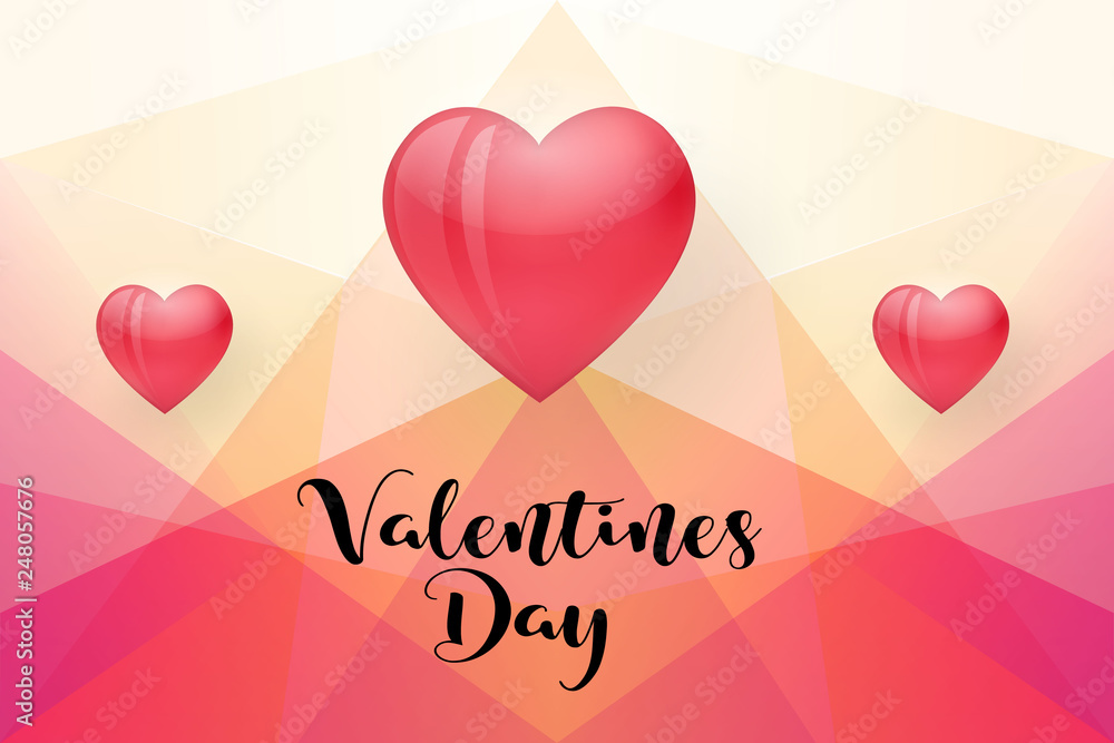 Valentines day sale, colorful low poly background, vector