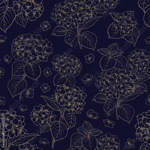 Wallpaper Mural Blossom flower hydrangea on seamless pattern. Mop head hydrangea flower pattern. Beautiful blue flowers. Vector illustration. Torontodigital.ca