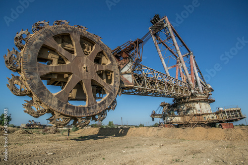 Biggest excavator in the world working, Bagger 228, Ukraine. Big mine, develop mineral resources, excavator digs, metallurgy in Ukraine