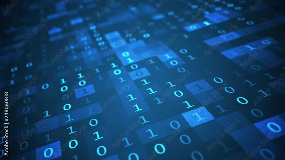 Algorithm operating with binary code. Technology concept. Looping animation.