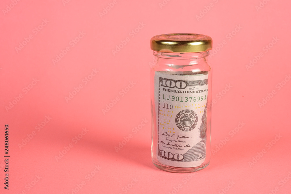 American dollar bill, saving concept American dollar bill, saving concept
