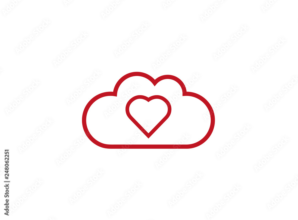 Heart inside the clouds for logo design
