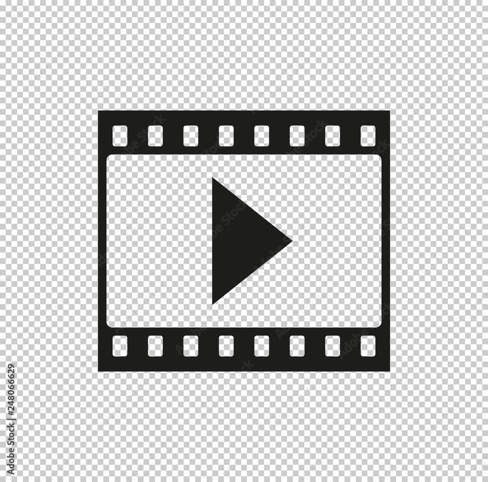 film strip with play - black vector icon film strip with play - black vector icon