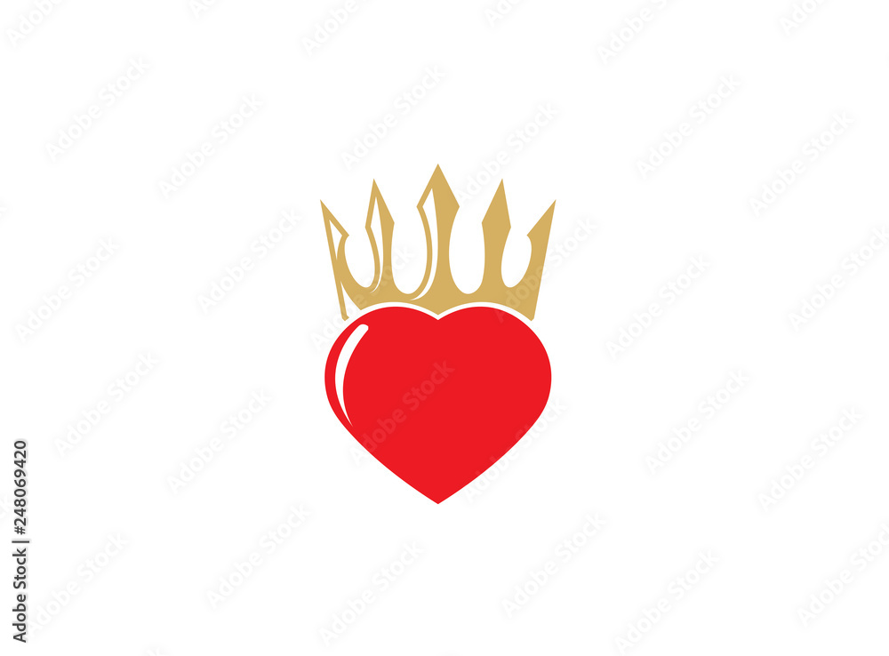 Red heart with a crown on it for logo design Red heart with a crown on it for logo design