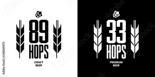 Modern craft beer drink isolated vector logo sign for bar, pub, store, shop, brewhouse or brewery. Premium quality emblem logotype illustration set. Brewing fest fashion t-shirt badge design bundle.