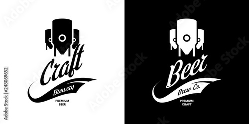 Modern craft beer drink isolated vector logo sign for bar, pub, store, brewhouse or brewery. Premium manufacture logotype emblem illustration template set. Brewing fest t-shirt badge design bundle.