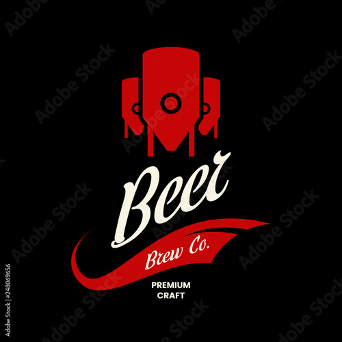 Modern craft beer drink vector logo sign for bar, pub, store, shop, brewhouse, brewery isolated on black background. Premium manufacture logotype emblem illustration. Brewing fest t-shirt badge design