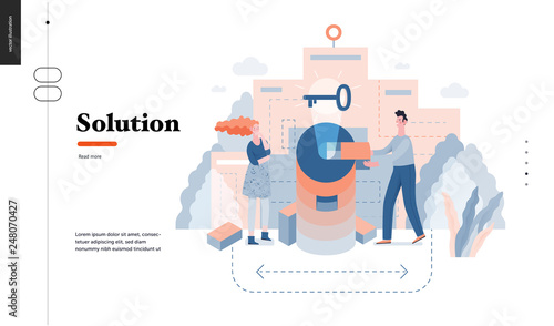 Technology 3 - Solution - modern flat vector concept digital illustration Problem Solution metaphor, abstract. Business workflow management. Creative landing web page design template