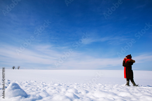 Girl on snowy field