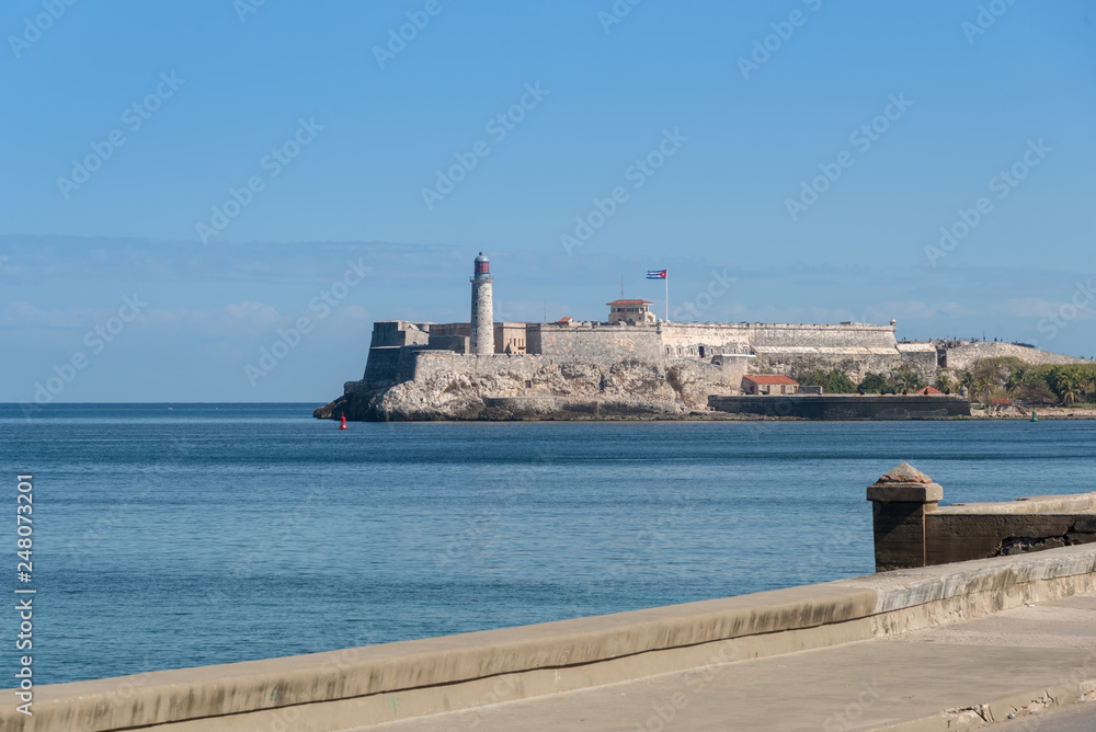 Castillo del Morro, fortress built by the Spanish empire at the entrance to the port of Havana. Cuba