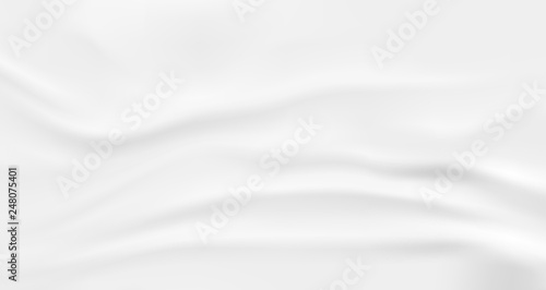 Wrinkled fabric background. White vector wavy cloth. photo