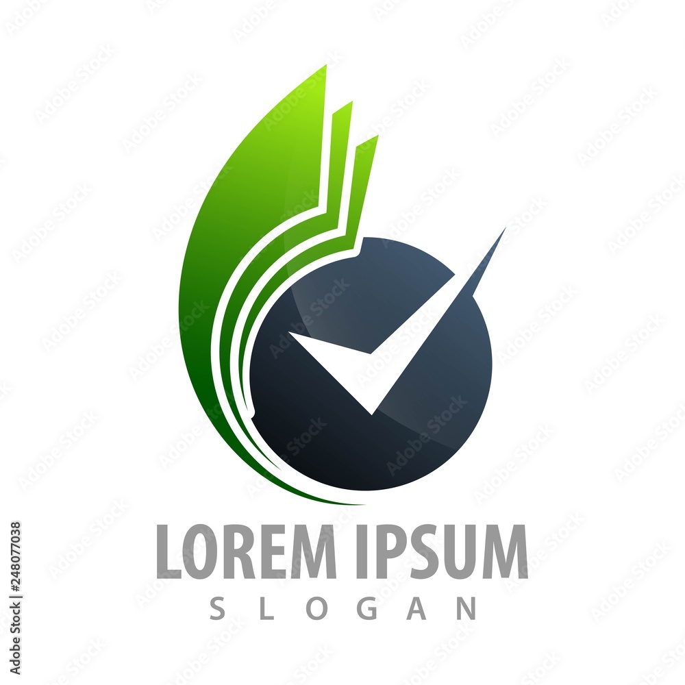 Circle check logo concept design. Symbol graphic template element vector Circle check logo concept design. Symbol graphic template element vector