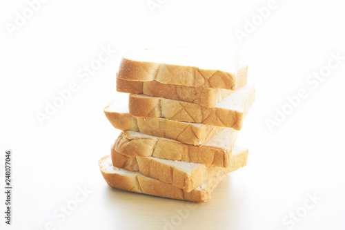 Homemade slide bread on white background.