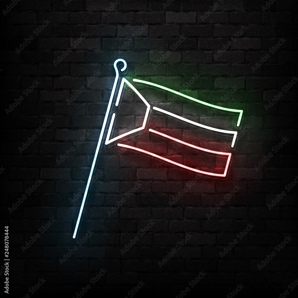 Vector realistic isolated neon sign of Kuwait flag logo for template