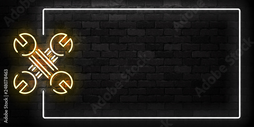 Vector realistic isolated neon sign of Repair logo for template decoration on the wall background.