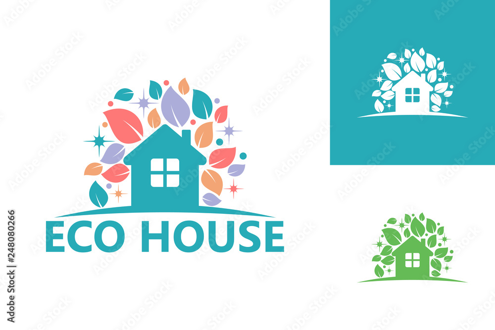 Ecology House Logo Template Design Vector, Emblem, Design Concept, Creative Symbol, Icon