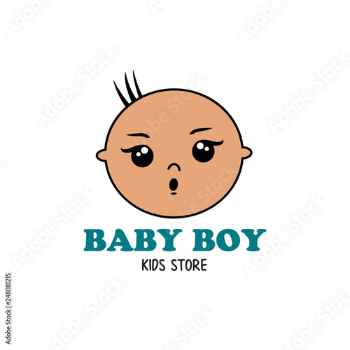 boy baby face logo illustration best for baby or kids store logo