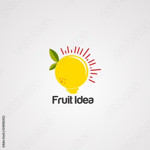 fruit idea logo vector, icon, element, and template for company