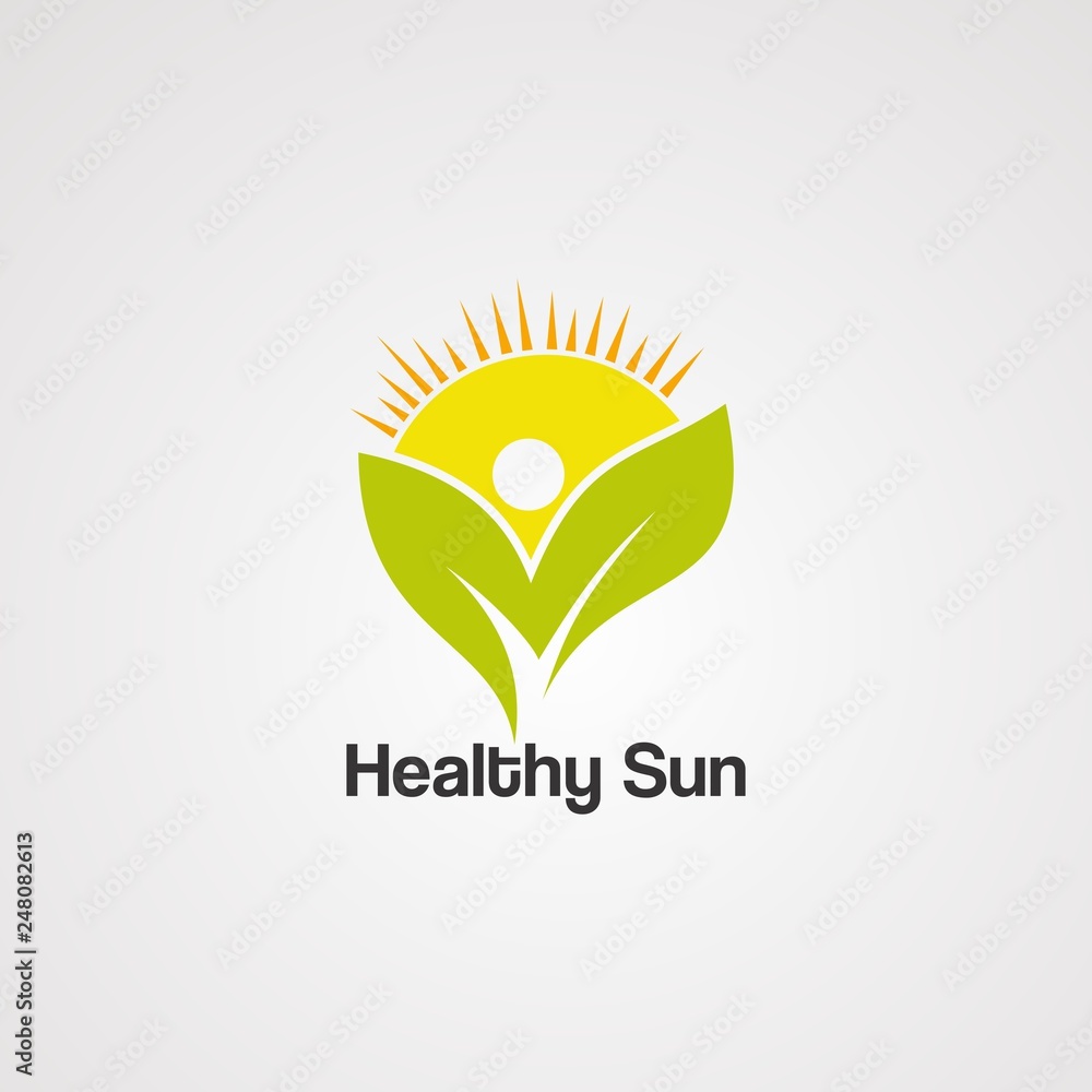 healthy sun logo vector,icon,element,and template